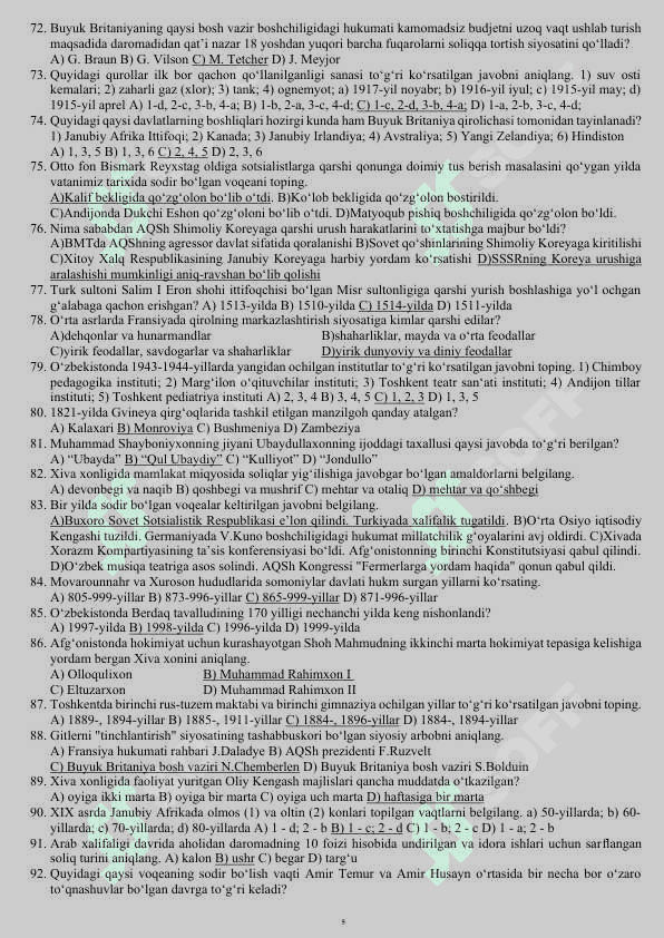Tarix fanidan attestatsiya savollari 5