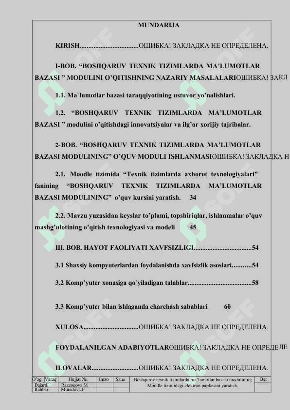 Boshqaruv texnik tizimlarda ma’lumotlar bazasi modulining Moodle tizimidagi elektron papkasini yaratish 2
