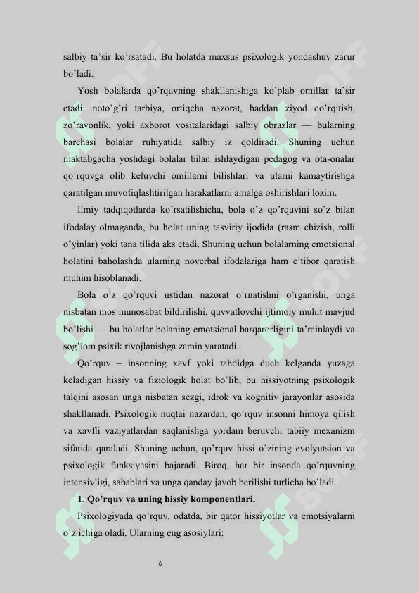 YOSH BOLALARDA QO’RQUV VA UNING PSIXOLOGIK SABABLARI 6
