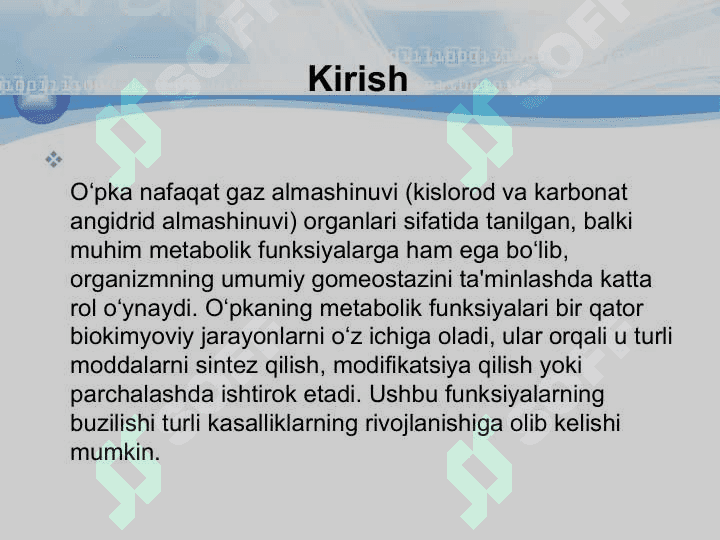 O‘pkaning metabolik funksiyalari va ularning buzilishlari 3