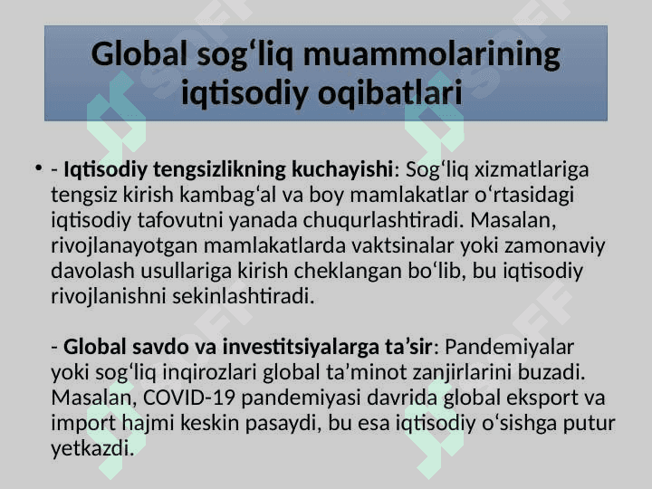 Global sog’liq muammolari 8