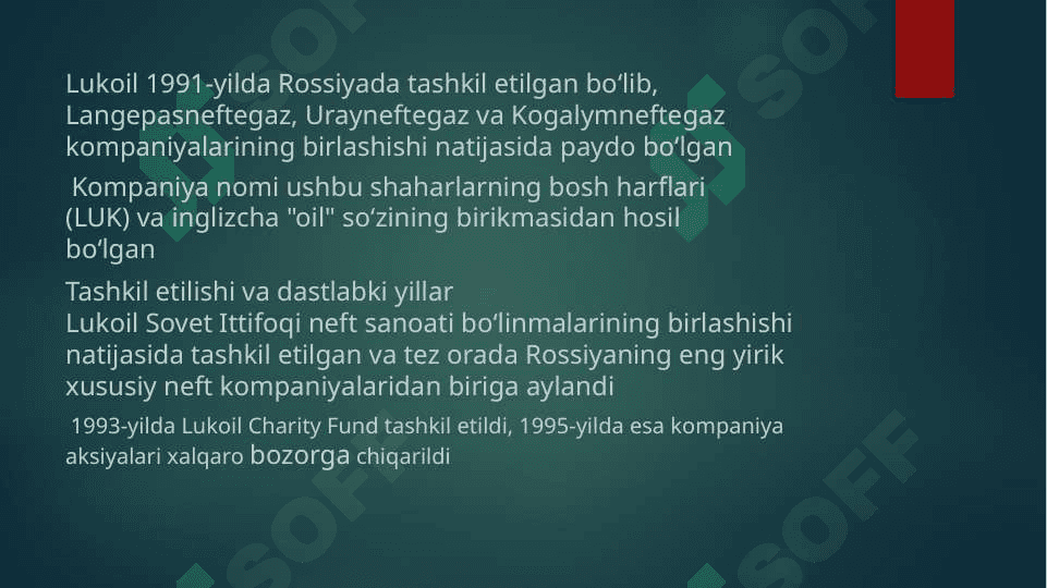 LUKOIL Lukoil va Oʻzbekiston: Hamkorlik tarixi, rivojlanishi va kelajakdagi rejalar 2
