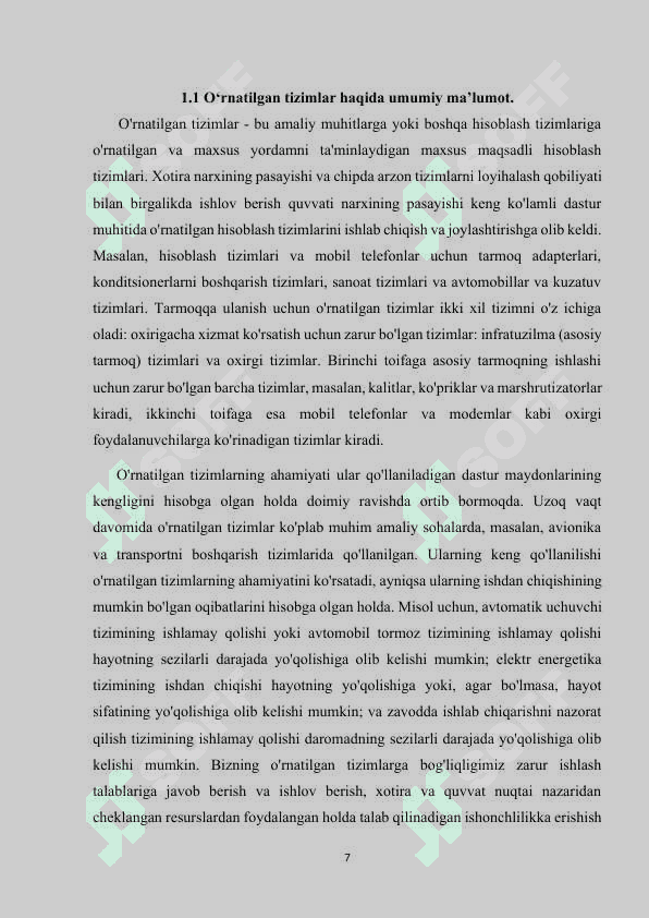 O’rnatilgan tizimlarning blok diogrammasi 7