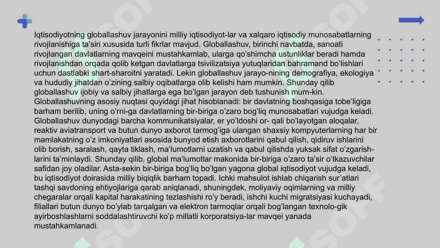 Jahon xo’jaligining globallashuvi yo’nalishlari va ziddiyatlari 4