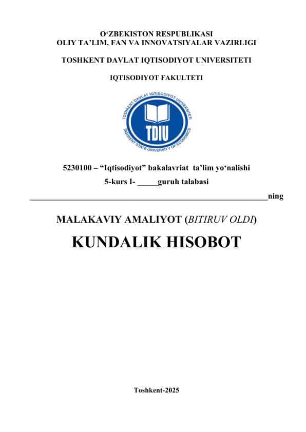 Ipoteka bank amaliyot hisoboti                          Ipoteka bank  MALAKAVIY AMALIYOT (BITIRUV OLDI)       Ipoteka bank  KUNDALIK HISOBOT