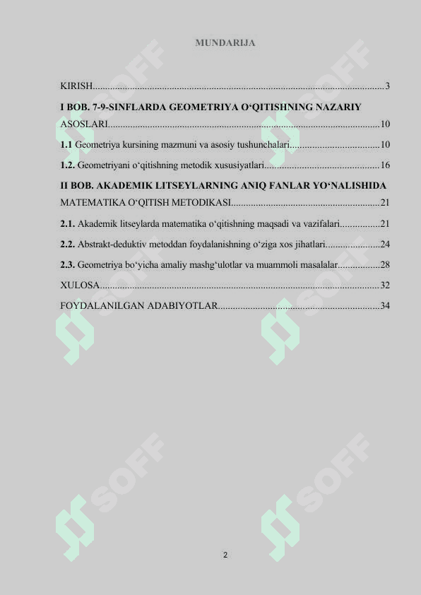 7-9-sinflarda geometrıya o’qıtıshnıng maqsadi, vazıfasi va mazmuni 2
