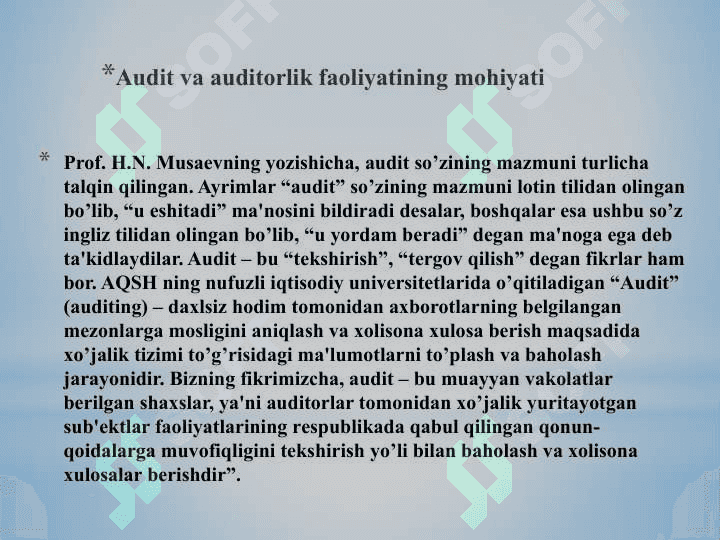 Auditning mohiyati, uning maqsadi va vazifalari 5