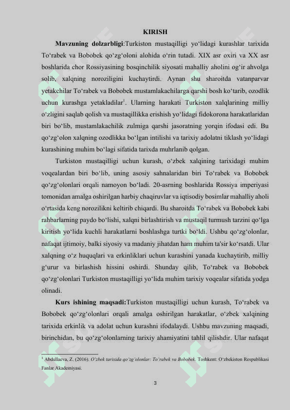 Turkiston mustaqilligi uchun kurash Bobobek va Joʻrabek qoʻzgoloni 3