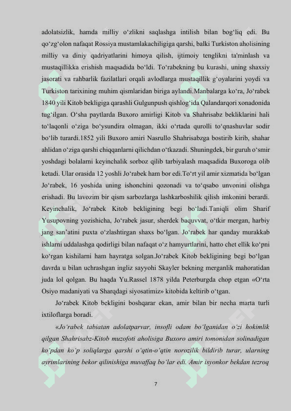 Turkiston mustaqilligi uchun kurash Bobobek va Joʻrabek qoʻzgoloni 7