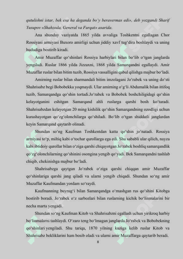 Turkiston mustaqilligi uchun kurash Bobobek va Joʻrabek qoʻzgoloni 8