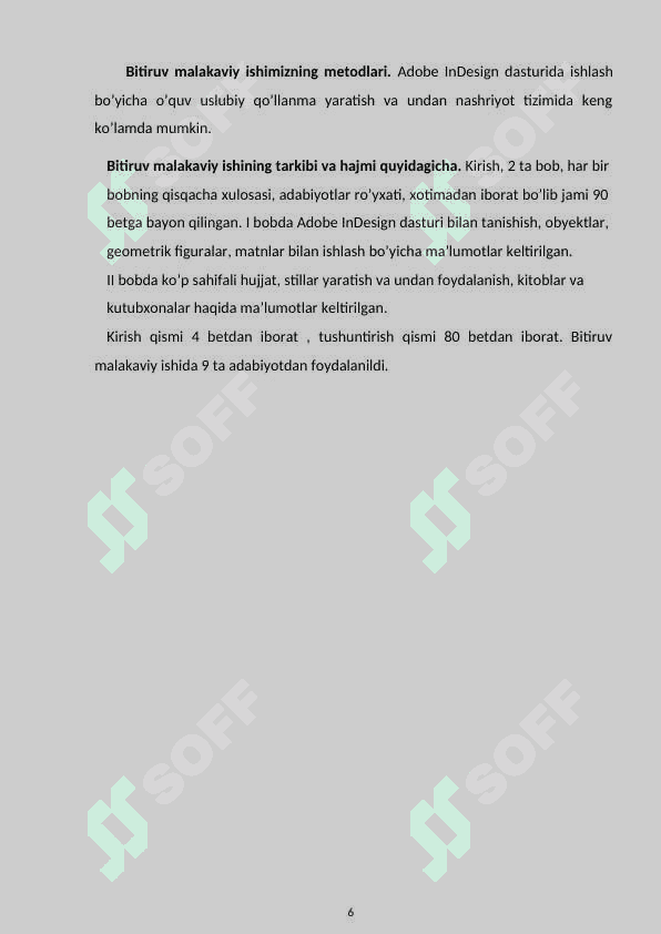 Adobe Indesign dasturida ishlash bo`yicha o`quv-uslubiy qo`llanma yaratish 6