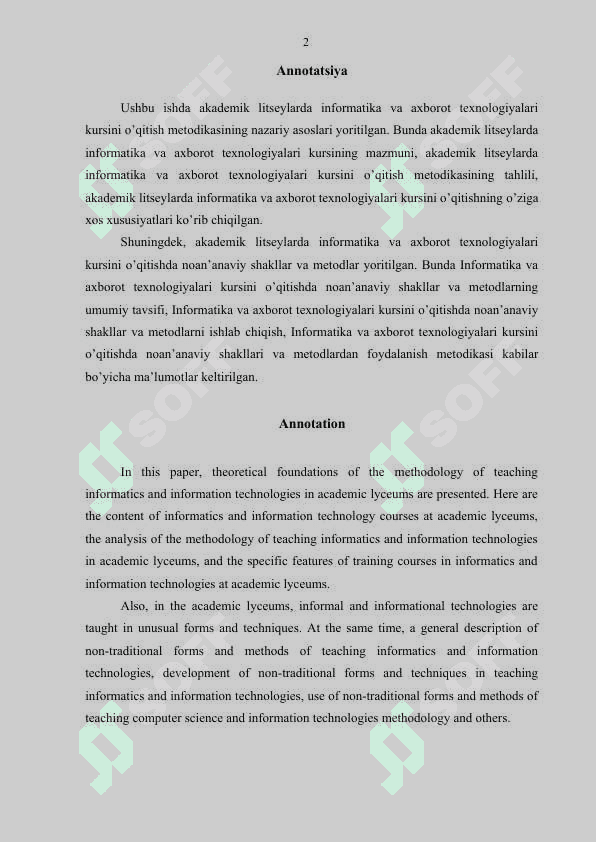 AKADEMIK LITSEYLARDA INFORMATIKA VA AXBOROT TEXNOLOGIYALARI KURSIDA O‘QITISHNING NOAN’ANAVIY SHAKLLARI VA METODLARIDAN FOYDALANISH METODIKASI 2