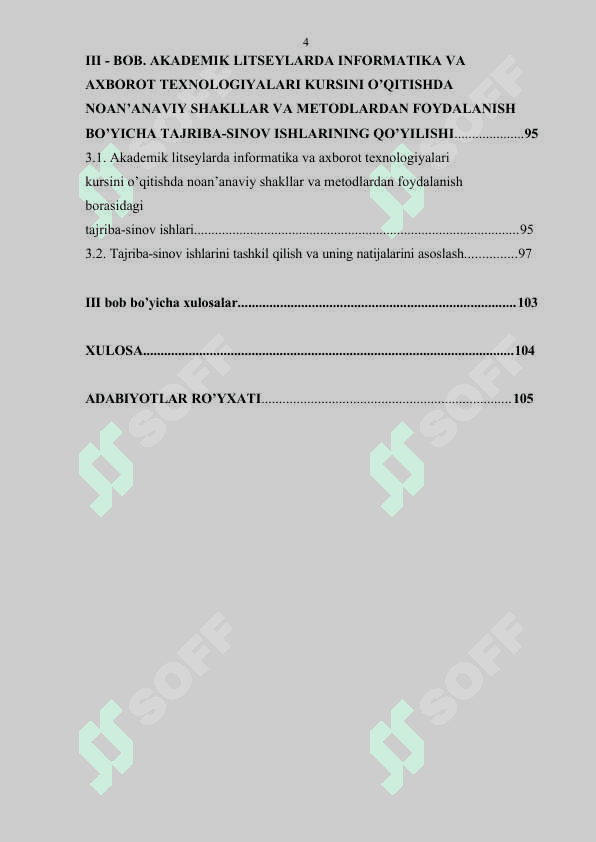 AKADEMIK LITSEYLARDA INFORMATIKA VA AXBOROT TEXNOLOGIYALARI KURSIDA O‘QITISHNING NOAN’ANAVIY SHAKLLARI VA METODLARIDAN FOYDALANISH METODIKASI 4