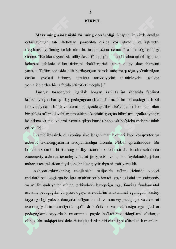 AKADEMIK LITSEYLARDA INFORMATIKA VA AXBOROT TEXNOLOGIYALARI KURSIDA O‘QITISHNING NOAN’ANAVIY SHAKLLARI VA METODLARIDAN FOYDALANISH METODIKASI 5