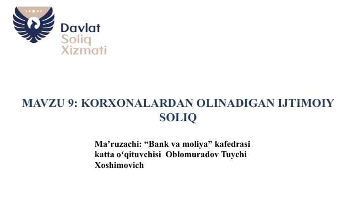 KORXONALARDAN OLINADIGAN IJTIMOIY SOLIQ 1