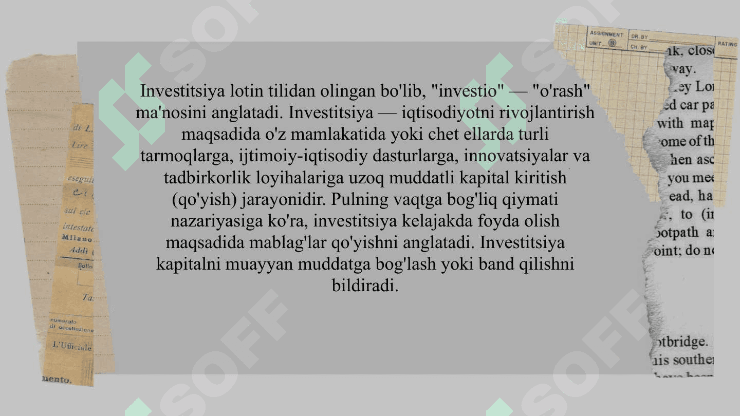 INVESTITSIYALAR VA ULARNING TURLARI 4