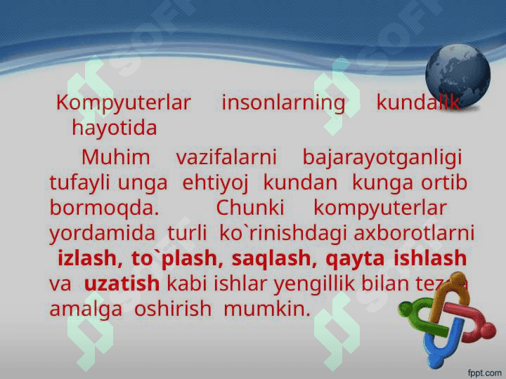 Kompyuter. Kompyuterning asosiy qurilmalari va ularning vazifalari 3