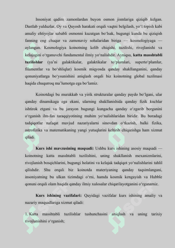 Koinotning katta masshtabli tuzilishi. 3