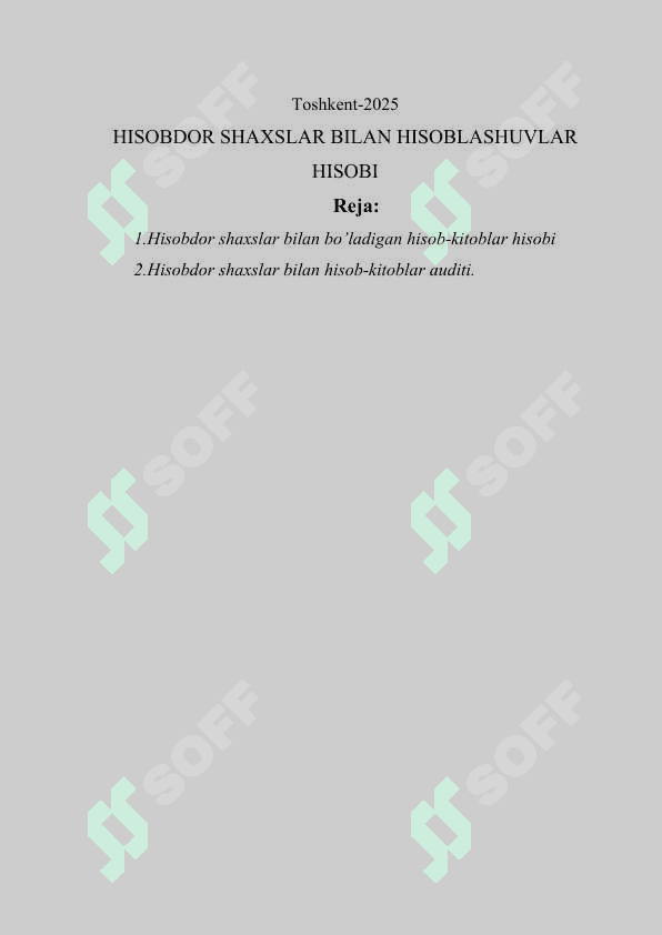 HISOBDOR SHAXSLAR BILAN HISOBLASHUVLAR HISOBI 2