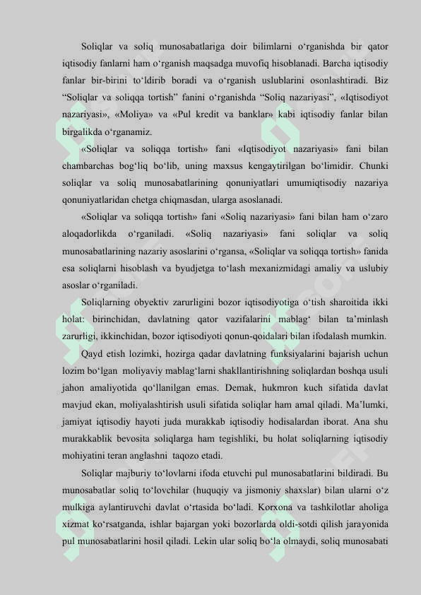 O'ZBEKISTON RESPUBLIKASI  SOLIQLAR  VA YIG’IMLAR TIZIMI 4