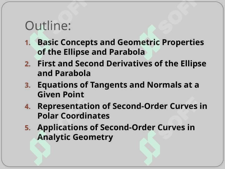 Derivatives of Ellipse and Parabola. Equations of Second-Order Lines in Polar Coordinates.pptx 2