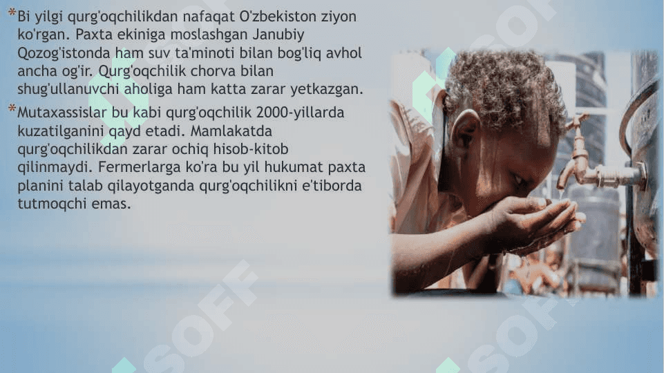 Global muammo ichimlik suvi tanqisligi 7