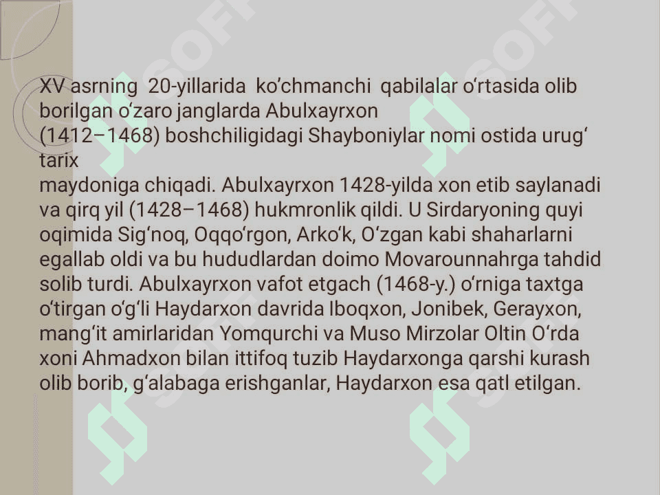 Movarounnharda Shayboniylar davlatining tashkil topishi 6