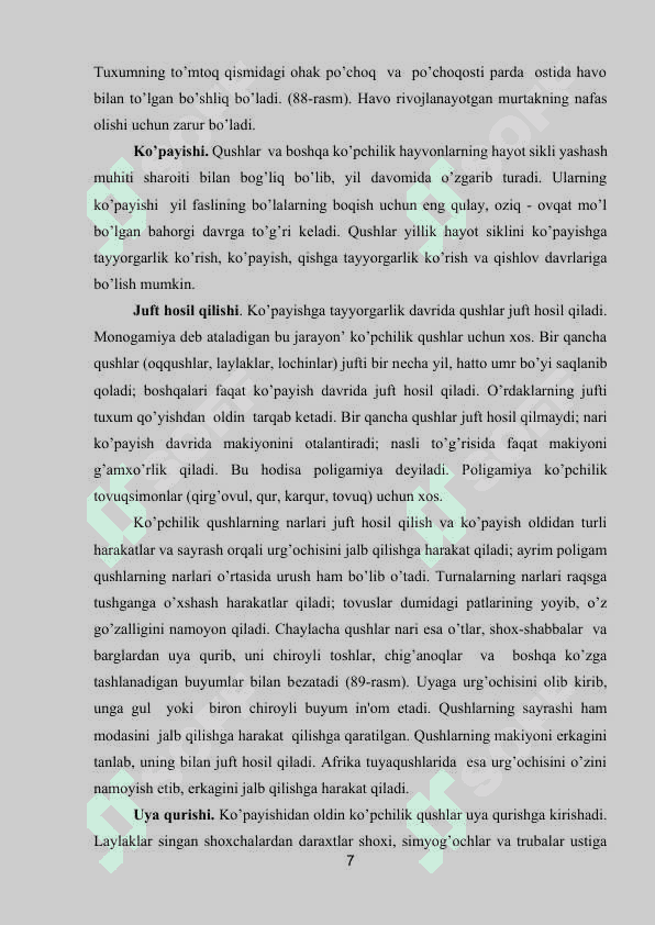 QUSHLARNING KЕLIB CHIQISHI VA TARIXI. QUSHLARNING SISTEMATIKASI VA XILMA-XILLIGI 6