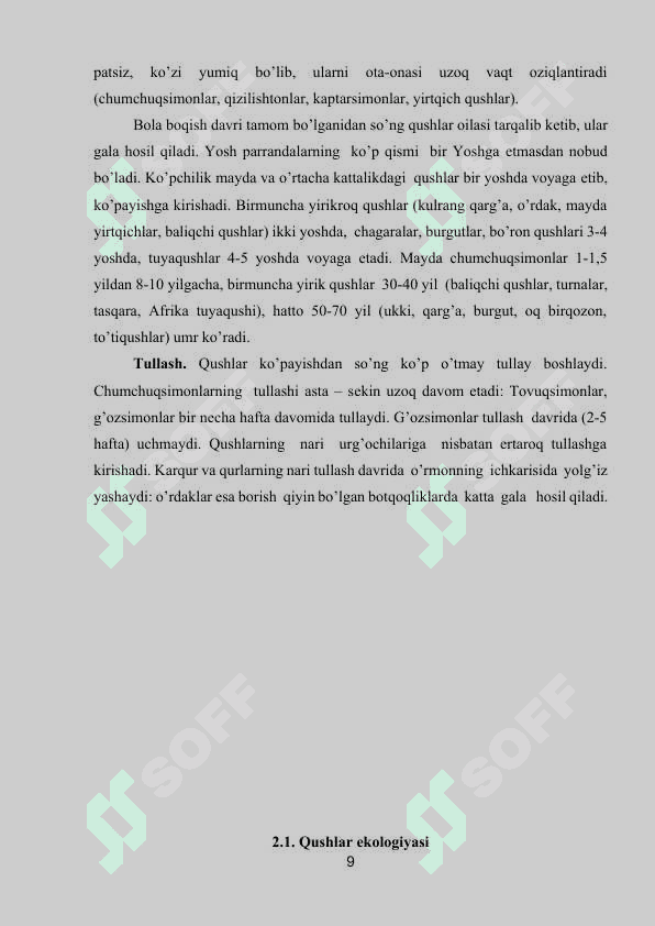 QUSHLARNING KЕLIB CHIQISHI VA TARIXI. QUSHLARNING SISTEMATIKASI VA XILMA-XILLIGI 8