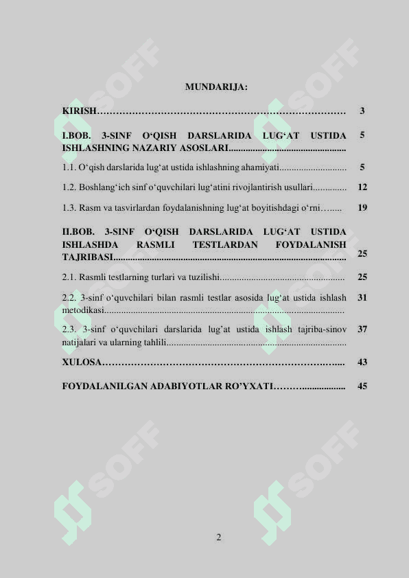 3-sinf o’qish darslarida lug’at ustida ishlash jarayonida rasmli testlardan foydalanish 2