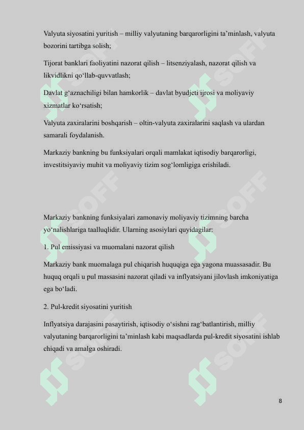 MARKAZIY BANKLARNING TARIXAN PAYDO BO'LISHI,SHAKLLANISHI VA RIVOJLANISHI 8