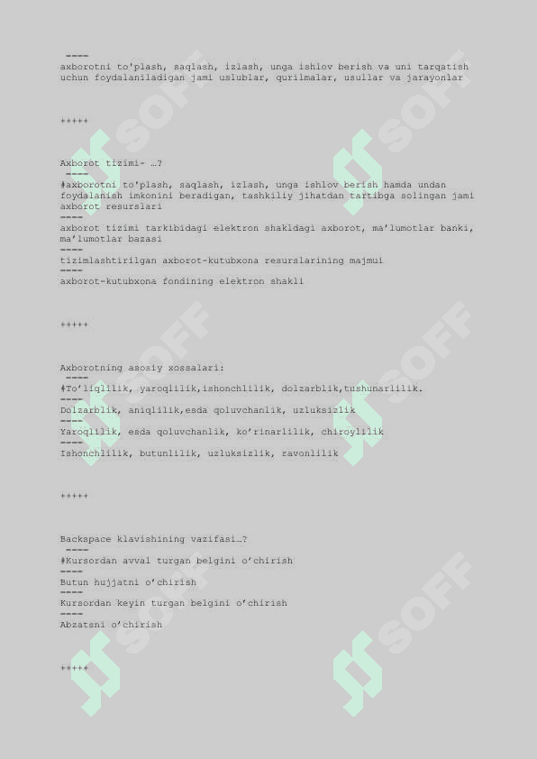 axborot kommunikatsiya texnologiyalari testlar javoblari 8