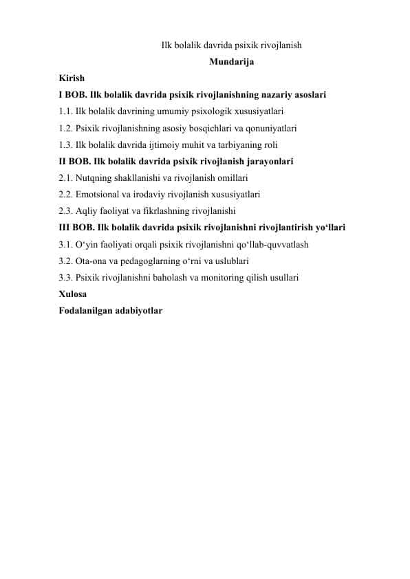 Ilk bolalik davrida psixik rivojlanish 1