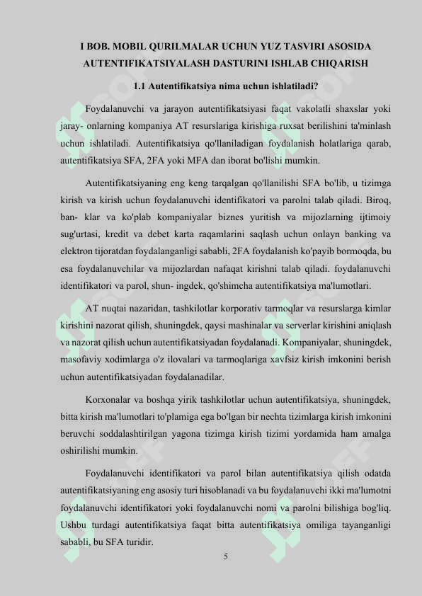 Mobil qurilmalar uchun ko’p faktorli autentifikatsiyalash dasturini ishlab  chiqish 5
