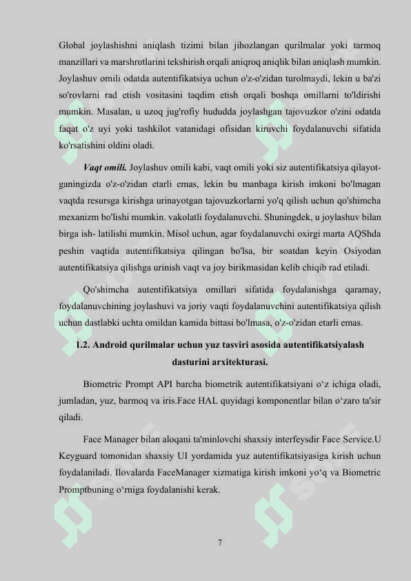 Mobil qurilmalar uchun ko’p faktorli autentifikatsiyalash dasturini ishlab  chiqish 7