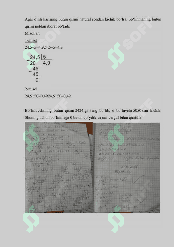 O‘NLI KASRLARNI NATURAL SONGA KO‘PAYTIRISH VA BO‘LISH 2
