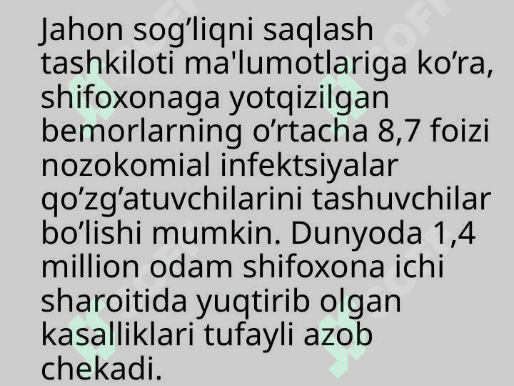 Kasalxona ichi infektsiyalarini kelib chiqish uchun havoning bakterial  ifloslanganligini ahamiyati 8