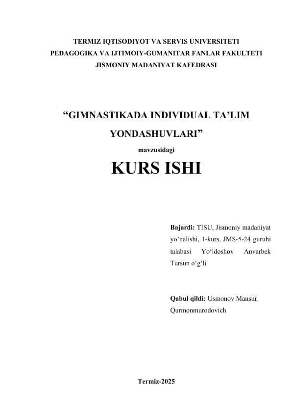 GIMNASTIKADA INDIVIDUAL TA’LIM 1