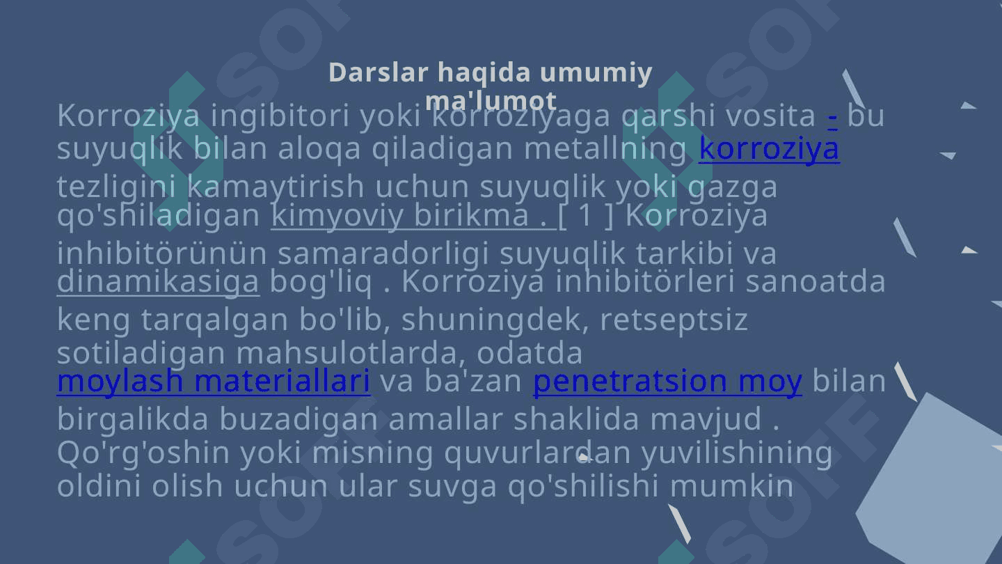 NEFT VA GAZ SANOATIDAGI QURILMALARNI KORROZIYA VA MINERAL TUZLAR TO`PLANISHIDAN HIMOYALASHDA INGIBITRLARDAN FOYDALANISH 4