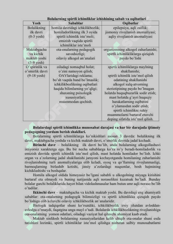 Spirtli ichimliklar iste'mol qiluvchi o‘smirlar bilan olib boriladigan ijtimoiy-pedagogik faoliyat. Giyohvandlik- deviant xulq shakli sifatida. 2