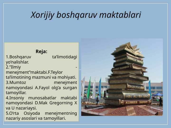 Xorijiy boshqaruv maktablari 1