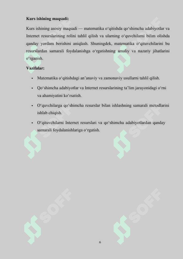 Matematika o’qitishda o’quvchilarni qo’shimcha adabiyotlar bilan va “Internet” resurslari bilan ishlashga o’rgatish muammolari 6
