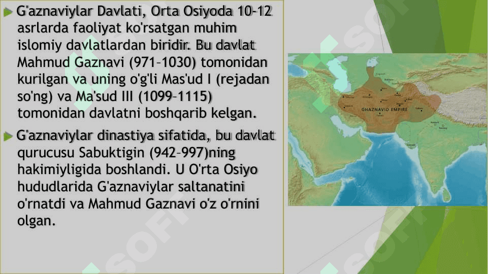 G’aznzviylar va uning somoniylar hamda qoraxoniylar bilan munosabatlari. 3