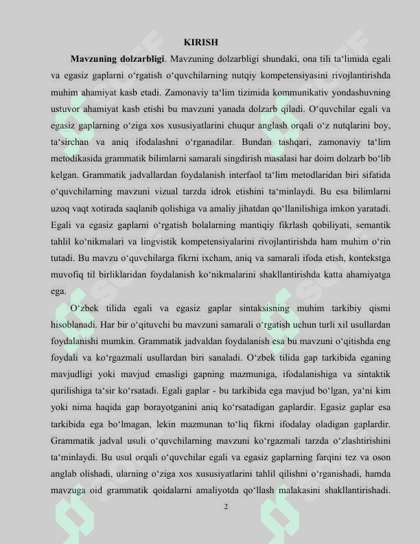 Egali va egasiz gaplarni oʻqitish usullari (grammatik jadvaldan foydalanish) 2