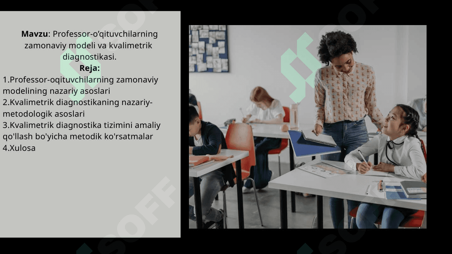 Professor-o’qituvchilarning zamonaviy modeli va kvalimetrik  diagnostikasi. 2