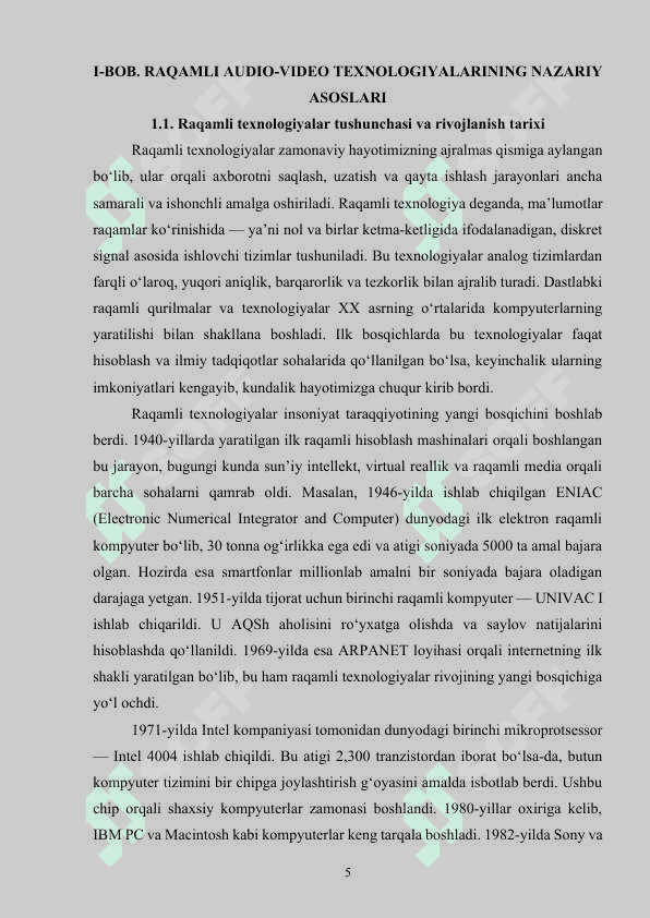 Raqamli audio-video qurilmalari va dasturlari. Zamonaviy audio qurilmalar va ulardan foydalanish usullari 5