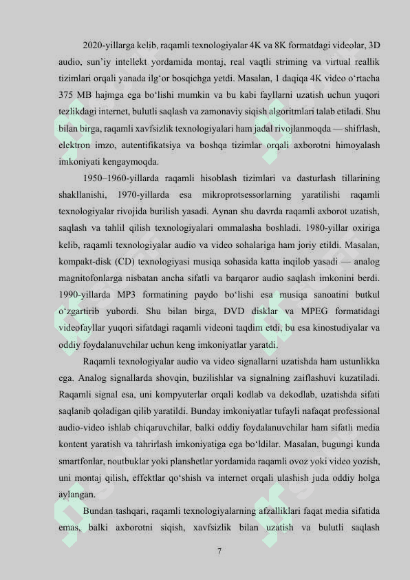 Raqamli audio-video qurilmalari va dasturlari. Zamonaviy audio qurilmalar va ulardan foydalanish usullari 7