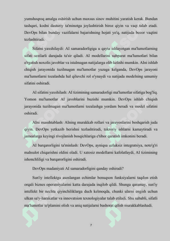 DASTURIY TA'MINOTNI ISHLAB CHIQISH JARAYONINI BOSHQARISH TIZIMI (DEVOPS) 7