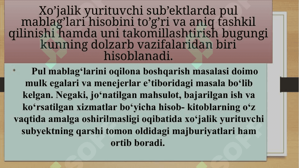Pul mablag’lari hisobi 2