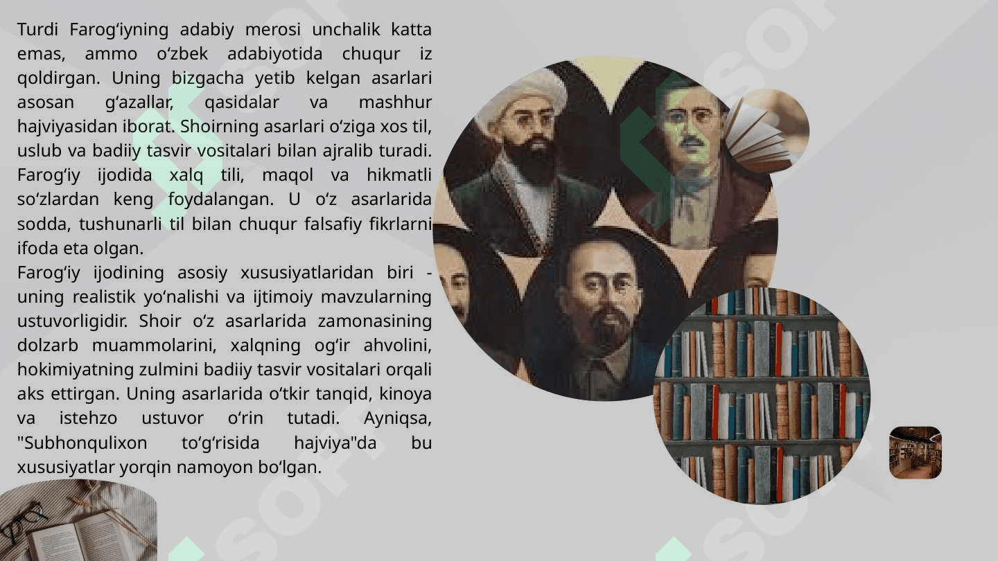 TURDI FAROGʻIYNING "SUBHONQULIXON TOʻGʻRISIDA HAJV" ASARI TAHLILI 4